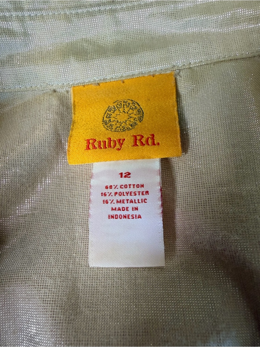 Ruby Rd. Shimmery Champagne Button-Down Blouse - Picture 7 of 11